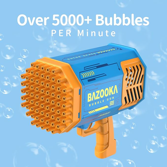 Bazooka Bubble Machine 132 Holes,  Rocket Launcher Bubble Maker with Colorful Lights