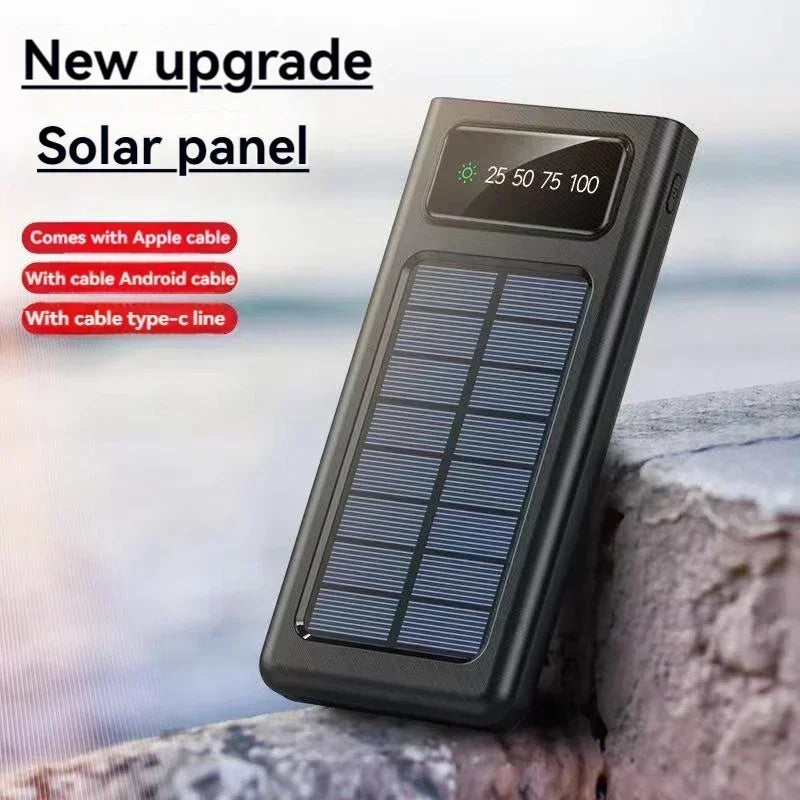 Solar Power Bank 20000CmAh, Fast Charging Built in Cable